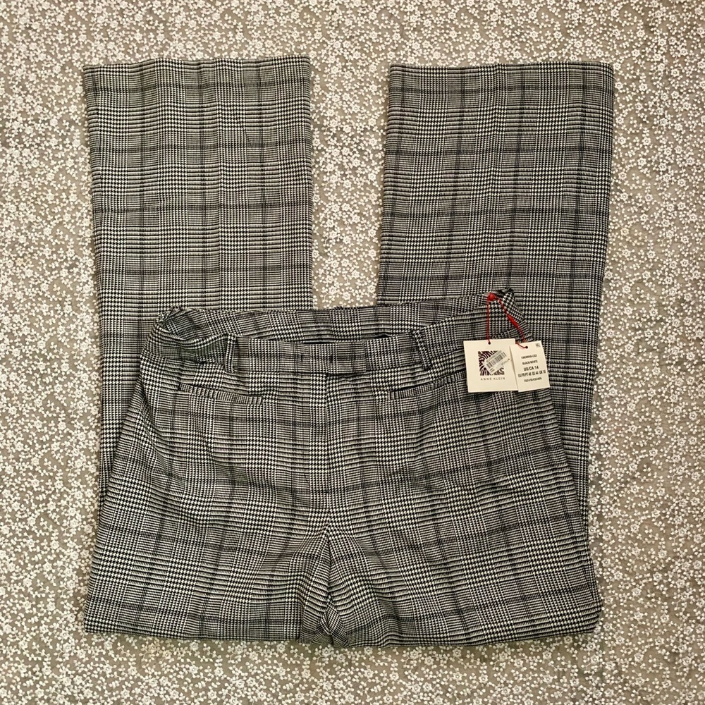 Anne Klein NWT Black and White Glen Plaid Dress Pants